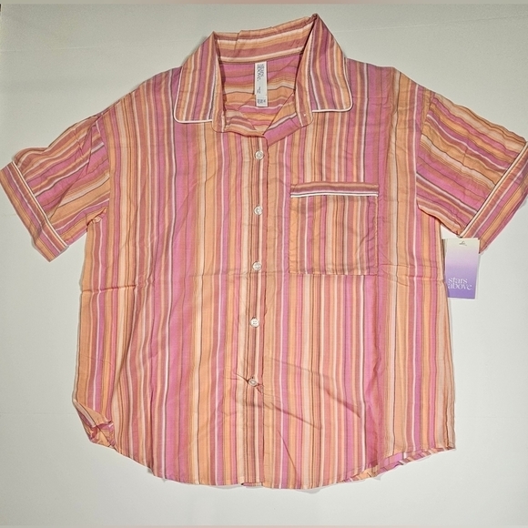 Stars Above Striped Pajamas Shirt & Short Set Multicolor Size Medium - Picture 3 of 14